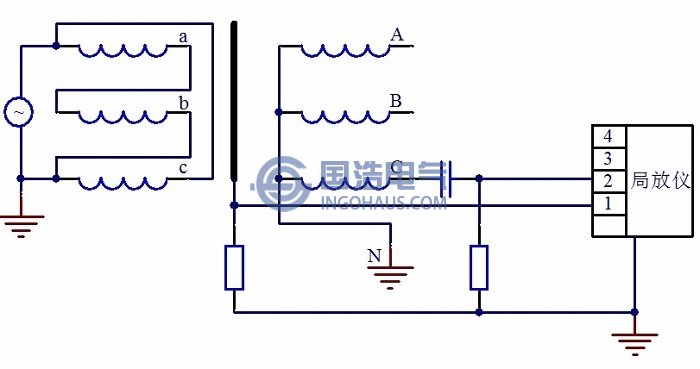 中性點接地感應(yīng)加壓測量起始放電電壓接線圖