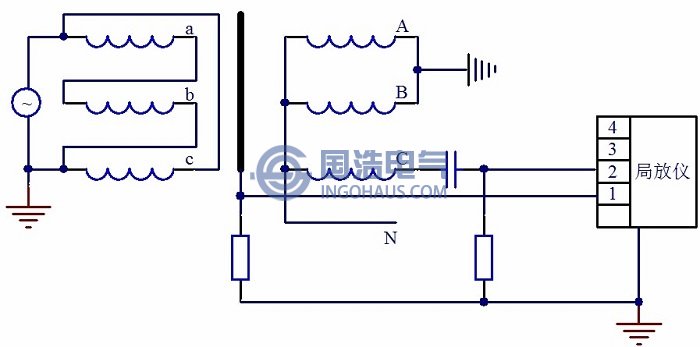 中性點支撐感應(yīng)加壓測量起始放電電壓接線圖